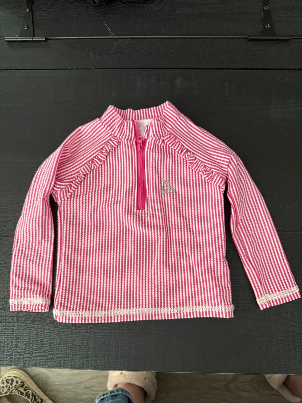 Eddie Bauer Pink and White Striped Long-Sleeve Kids Swim coverup